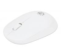 Manhattan Performance III Wireless Mouse, White, 1000dpi, 2.4Ghz (up to 10m), USB, Optical, Ambidextrous, Three Button with Scroll Wheel, USB nano receiver, AA battery (not included), Low friction bas