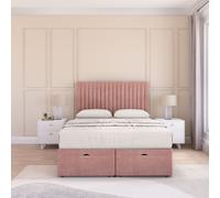 Manhattan Plush Fabric Ottoman Bed End Opening With Sprung Memory Mattress & 26 Inch Headboard Sloomy Pink Small Double