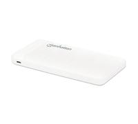 Manhattan Power Bank, 10000 mAh, Output: 2x USB-A (2.1A & 1A), Input: USB-C & Micro-USB (both 2A), White, Blister