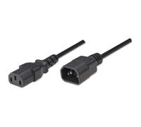 Manhattan Power Cord/Cable, C14 Male to C13 Female (kettle lead), Monitor to CPU, 1.8m, Black, Polybag