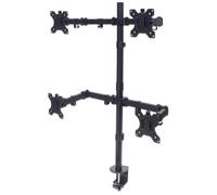 Manhattan TV & Monitor Mount Desk Double-Link Arms 4 screens Screen Sizes: 10-27" Black Stand or Clamp Assembly Quad Screens VESA 75x75 to 100x100mm Max 8kg (each) Lifetime Warranty