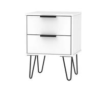 Manhattan Ready Assembled Matt White 2 Drawer Bedside Table (H)570mm (W)450mm (D)395mm