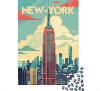 Manhattan Retro Poster 1000-Piece Jigsaw Puzzle for Adults, 52x38cm/1000pcs, Quiet Home Activity, Focused Puzzle Time And Time at Home