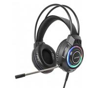 Manhattan RGB LED Over-Ear USB Gaming Headset (Clearance Pricing), Wired, USB-A Plug, Stereo Sound, Adjustable Microphone, Integrated Volume Control, Color-LED Lighting, 2m Cable, Black