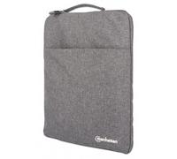 Manhattan Seattle Laptop Sleeve 15.6", Grey, Padded, Extra Soft Internal Cushioning, Main Compartment with double zips, Zippered Front Pocket, Carry Loop, Water Resistant and Durable, Notebook Slipcas