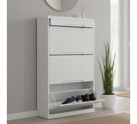 Manhattan Shoe Cabinet - 3 Door - Flip Down - White Gloss