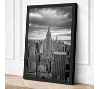 Manhattan Skyline at Dusk Canvas Wall Art Print 30x20 Inch | Black