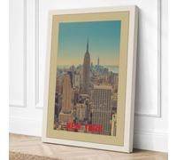 Manhattan Skyline Postcard Canvas Wall Art Print 24x16 Inch