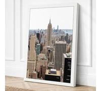 Manhattan Skyline Vintage Canvas Wall Art Print 24x16 Inch