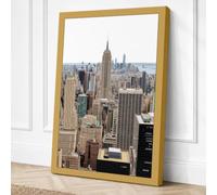 Manhattan Skyline Vintage Canvas Wall Art Print 24x16 Inch