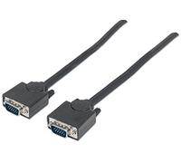 Manhattan SVGA Monitor Cable, HD15, 3m, Male to Male, Compatible with VGA, Fully Shielded, Black, Lifetime Warranty, Polybag