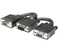 Manhattan SVGA Y Cable, HD15, 15cm, Male to Females, Splits an SVGA connection between two monitors, Compatible with VGA, Fully Shielded, Black, Lifetime Warranty, Polybag