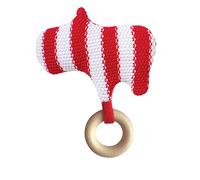 Manhattan Toy Hippo Knit Baby Rattle with Wooden Teether