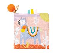 Manhattan Toy Llama Themed Soft Baby Activity Book with Squeaker, Crinkle Paper and Baby-Safe Mirror, Multicolour