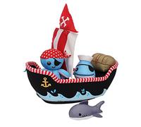 Manhattan Toy Neoprene Pirate Ship 5 Piece Floating Spill n Fill Bath Quick Dry Sponges and Squirt Toy