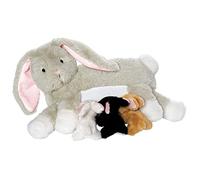 Manhattan Toy Stuffed Animal Nursing Nola Nurturing Rabbit with Plush Baby Bunnies