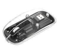 Manhattan Transparent Rechageable Wireless Mouse, Clear/Black, Adjustable 800/1200/1600dpi, With RGB LED light, 2.4Ghz (effective range up to 10m), USB, Optical, Ambidextrous, Four Button with Scroll