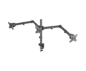 Manhattan Triple Desk Mount for TV & Monitors, For screens: 10" to 27", Clamp Assembly, VESA compatibility: 75x75 and 100x100mm - check the dimensions of the four mounting holes on back of screen to e