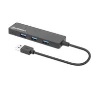 Manhattan USB-A 4-Port Hub, 4x USB-A Ports, 5 Gbps (USB 3.2 Gen1 aka USB 3.0), Bus Power, SuperSpeed USB, Black, Three Year Warranty, Box