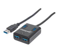 Manhattan USB-A 4-Port Hub 4x USB-A Ports 5 Gbps (USB 3.2 Gen1 aka USB 3.0) USB powered (no external power supply required). Fast charging: 1 port up to 0.9 A; charging on 4 ports requires external po