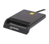 Manhattan USB-A Contact Smart Card Reader, 12 Mbps, Friction type compatible, External, Windows or Mac, Cable 105cm, Black, Three Year Warranty