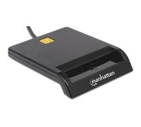 Manhattan USB-A Contact Smart Card Reader, 12 Mbps, Friction type compatible, External, Windows or Mac, Cable 105cm, Black, Blister