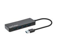 Manhattan USB-A Dock/Hub, Ports (x7): USB-A (x7), 5 Gbps (USB 3.2 Gen1 aka USB 3.0), External Power Supply Not Needed, Cable 15cm, SuperSpeed USB, Black, Three Year Warranty