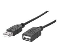 Manhattan USB-A Extension Cable, 1.8m, Male to Female, USB 2.0, 480 Mbps, Hi-Speed USB, Black, Lifetime Warranty, Equivalent to USBEXTAA6BK