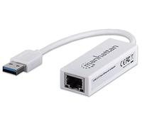Manhattan USB-A Fast Ethernet Adapter, 10/100 Mbps Network, 480 Mbps (USB 2.0), Hi-Speed USB, RJ45, White, Three Year Warranty, Blister