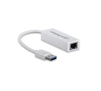 Manhattan USB-A Gigabit Network Adapter White 10/100/1000 Mbps Network USB 3.0 Ethernet RJ45 Three Year Warranty Equivalent to USB31000SW.