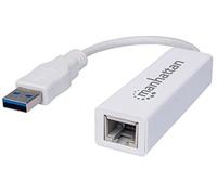 Manhattan USB-A Gigabit Network Adapter, White, 10/100/1000 Mbps Network, USB 3.0, Ethernet, RJ45, Three Year Warranty, Blister