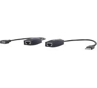 Manhattan USB-A Line Extender, for use with RJ45 network cable (not included), extends USB Device up to 60m, bus power, Cat5e/Cat6/Cat6A RJ45 network cables suitable, Black, Three Year Warranty