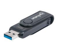 Manhattan USB-A Mini Multi-Card Reader/Writer, 5 Gbps (USB 3.2 Gen1 aka USB 3.0), 24-in-1, SuperSpeed USB, Windows or Mac, Black, Three Year Warranty