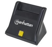 Manhattan USB-A Smart/SIM Card Reader, 480 Mbps (USB 2.0), Desktop Standing, Friction Type compatible, Hi-Speed USB, Cable 86cm, Black, Three Year Warranty