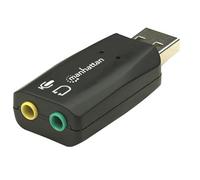 Manhattan USB-A Sound Adapter, USB-A to 3.5mm Mic-in and Audio-Out ports, 480...