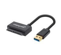Manhattan USB-A to 2.5-inch SATA Adapter, 15cm Attached Cable, USB 3.0 (aka USB 3.2 Gen 1), 5 Gbps, SuperSpeed USB, Supports 48-bit LBA, Optional Micro-USB Power Input, Three Year Warranty, Comparable