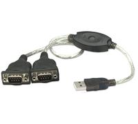 Manhattan USB-A to 2x Serial Ports Converter cable, 45cm, Male to Male, Serial/R