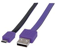 Manhattan USB-A to Micro-USB Cable (Flat), 1m, Male to Male, Purple, 480 Mbps (USB 2.0), Hi-Speed USB, Lifetime Warranty, Blister