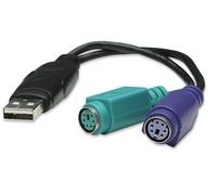 Manhattan USB-A to PS/2 Converter cable, 15cm, Male to Female, Black, Connects Two PS/2 Devices via One USB-A Port, Three Year Warranty, Equivalent to USBPS2PC.