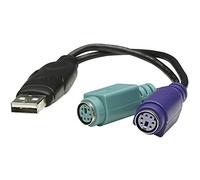 Manhattan USB-A to PS/2 Converter cable, 15cm, Male to Female, Black, Connects Two PS/2 Devices via One USB-A Port, Blister