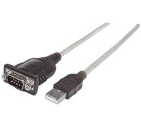 Manhattan USB-A to RS232 Cable 1.8m Male-to-Male DB9 PL-2303RA Black/Silver