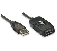 Manhattan USB-A to USB-A Extension Cable, 10m, Male to Female, Active, 480 Mbps (USB 2.0), Daisy-Chainable, Built In Repeater, Hi-Speed USB, Black, Three Year Warranty, Equivalent to USB2AAEXT10M.