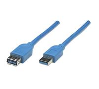 Manhattan USB-A to USB-A Extension Cable 2m Male to Female Blue 5 Gbps (USB 3.2 Gen1 aka USB 3.0) SuperSpeed USB Lifetime Warranty Equivalent to USB3SEXT2MBK (except colour).