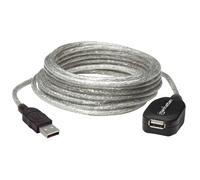 Manhattan USB-A to USB-A Extension Cable, 5m, Male to Female, Active, Translucent Silver, 480 Mbps (USB 2.0), Daisy-Chainable, Built In Repeater, Hi-Speed USB, Three Year Warranty, Equivalent to USB2A