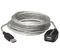 Manhattan USB-A to USB-A Extension Cable, 5m, Male to Female, Active, Translucent Silver, 480 Mbps (USB 2.0), Daisy-Chainable, Built In Repeater, Hi-Speed USB, Three Year Warranty, Blister