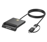Manhattan USB-A / USB-C combo Smart Card Reader, USB 2.0 Type-C and Type-A Male to Contact Reader Interface, Supports Windows, macOS and Linux, Reads SIM Cards with Adapter (not included or available