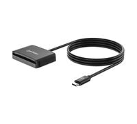 Manhattan USB-C Contact Smart Card Reader with MicroSD slot, USB Type-C Male to Contact Reader Interface and microSDXC, Supports Windows, macOS and Linux, Reads SIM Cards with Adapter, Cable 1m, Black