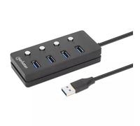 Manhattan USB-C Dock/Hub Ports (x4) with on/off switch for each port: USB-A (x4) 5 Gbps (USB 3.2 Gen1 aka USB 3.0) Bus or AC powered (optional jack not included) Cable 1.5m SuperSpeed USB Black Bliste