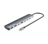 Manhattan USB-C Dock/Hub, Ports (x7): USB-A (x3) and USB-C (x4), With Power Delivery (100W) to USB-C Port (Note additional USB-C wall charger and USB-C cable needed), USB 3.2 Gen 2, All Ports can be u