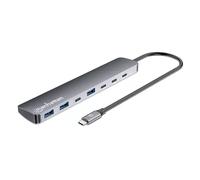 Manhattan USB-C Dock/Hub Ports (x7): USB-A (x3) and USB-C (x4) with Power Delivery (PD) 100W- requires external USB-C charger (not included). USB powered (no external power supply required) when PD is